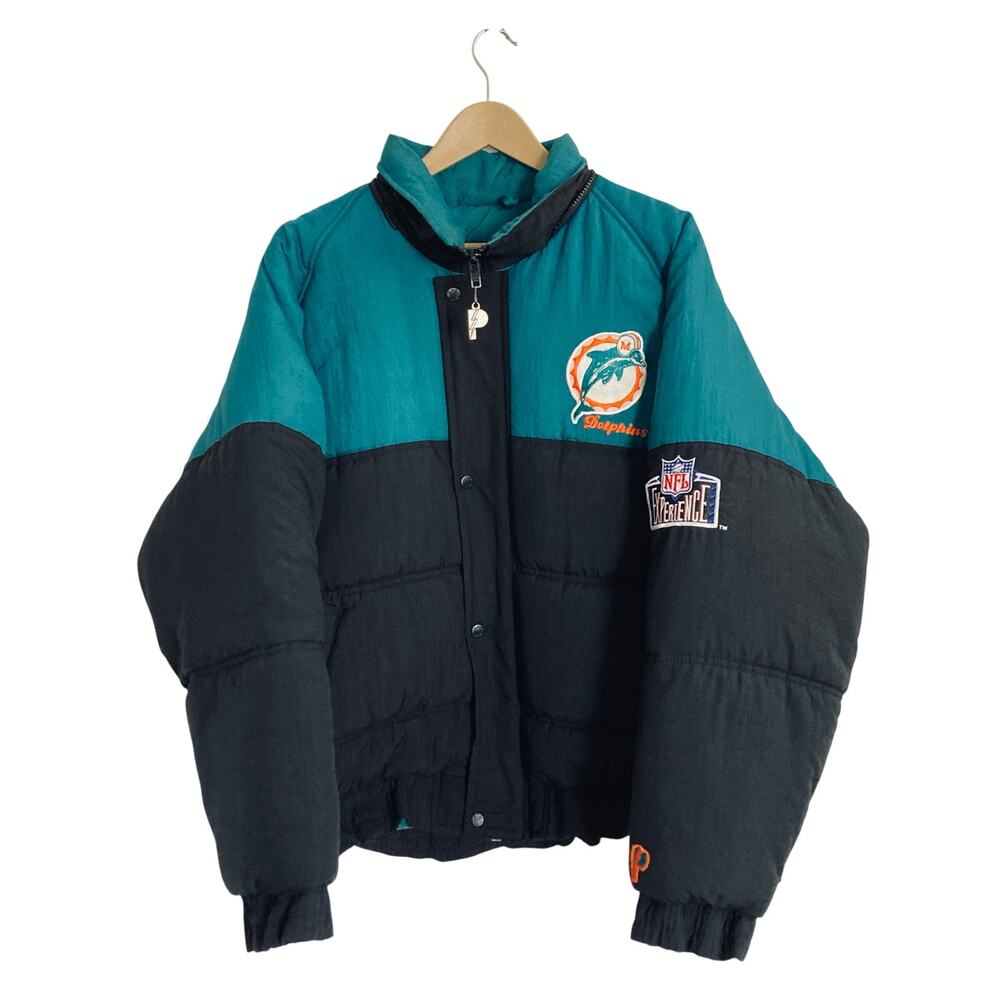 Vintage 90s Pro Player Maimi Dolphins NFL Puffer Jacket